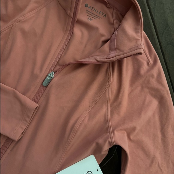 Athleta Salutation zip-up jacket in salmon or coral color. Size XXS. NWT. - Picture 2 of 3